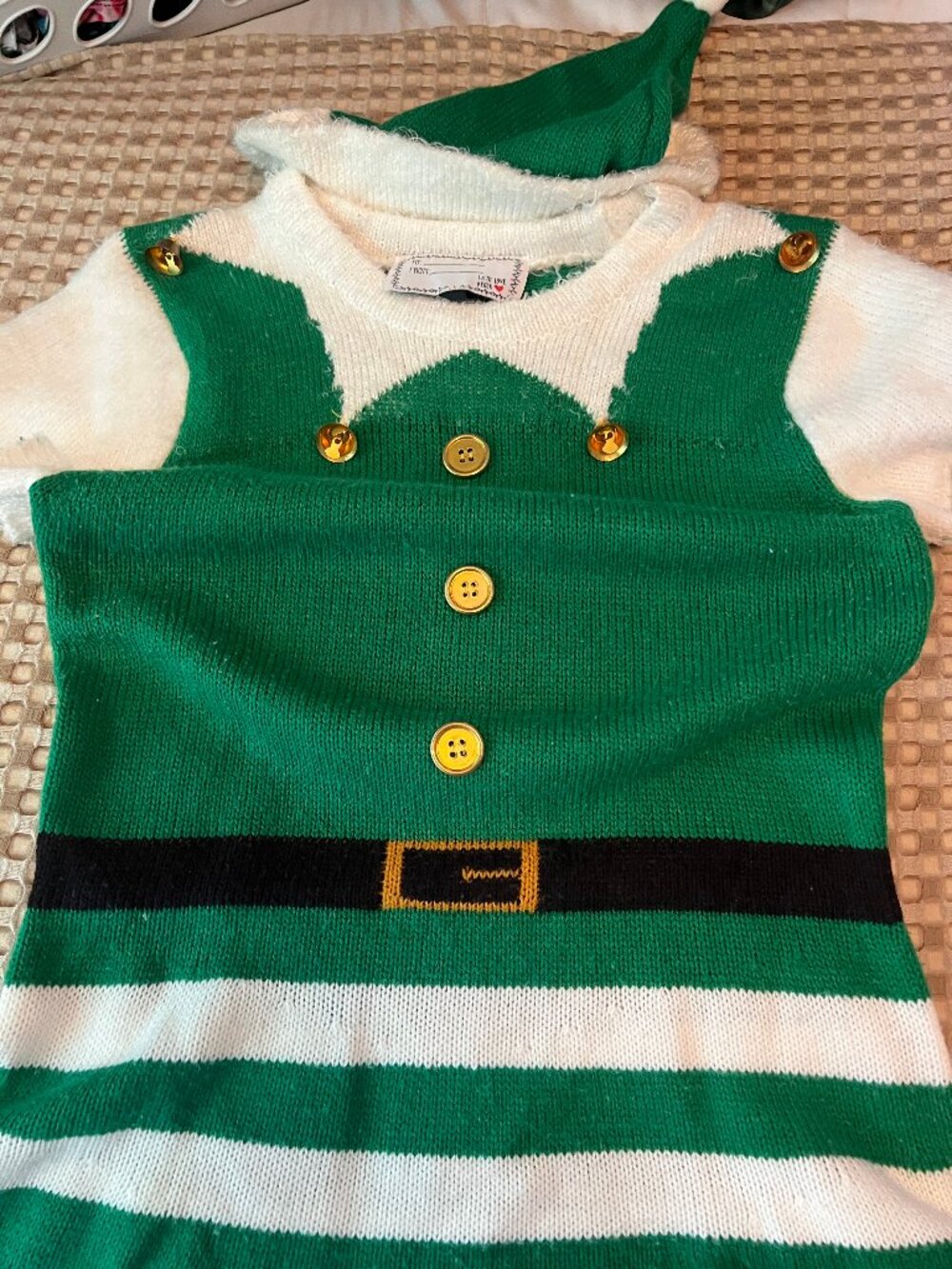 Green & White Size XL Elf Sweater Dress